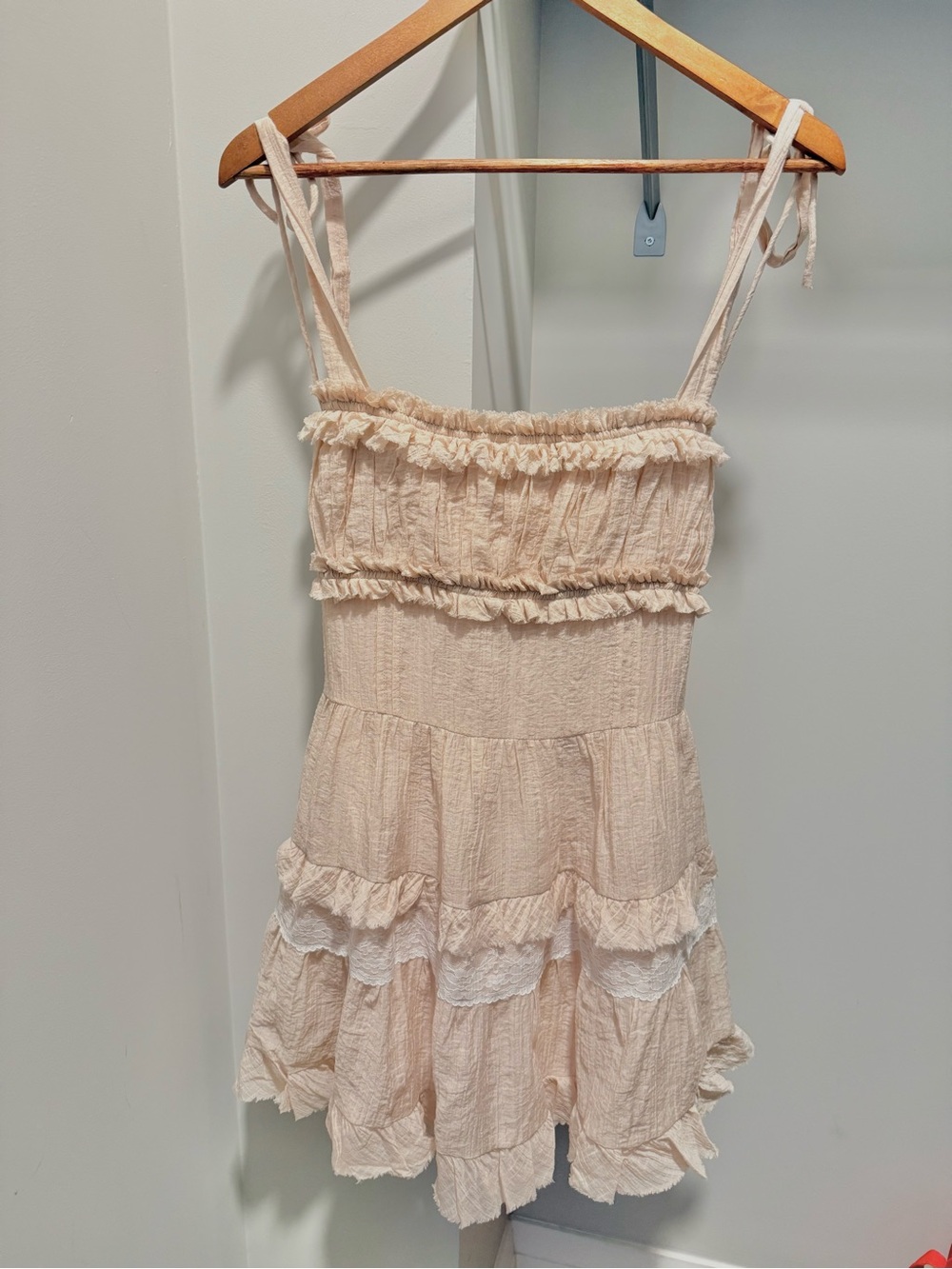 Light Blush Ruffle Tie-Strap Sundress